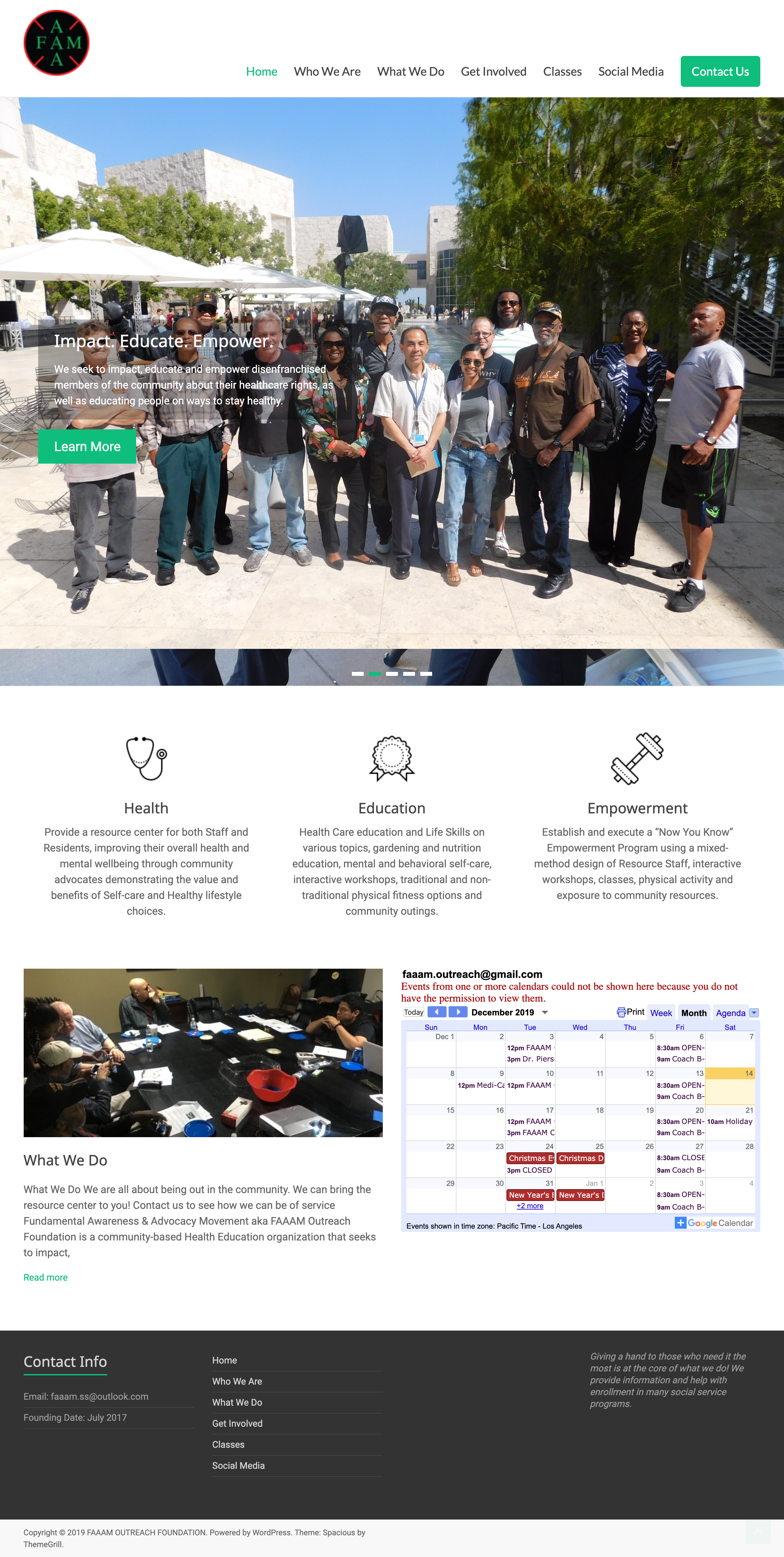 FAAAM Outreach Organization Site